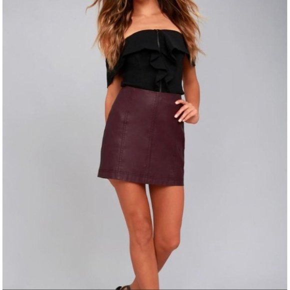 (Sold) Free People Modern Femme Vegan LeatherSkirt - Picture 2 of 12